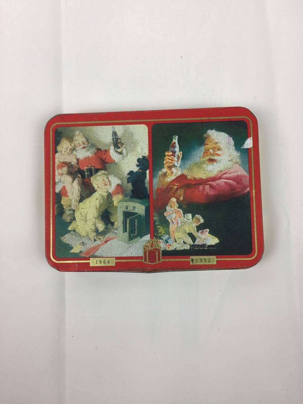 Christmas Coca Cola Playing Cards in Tin 2 Decks 1952 / 1964 Unopened Decks